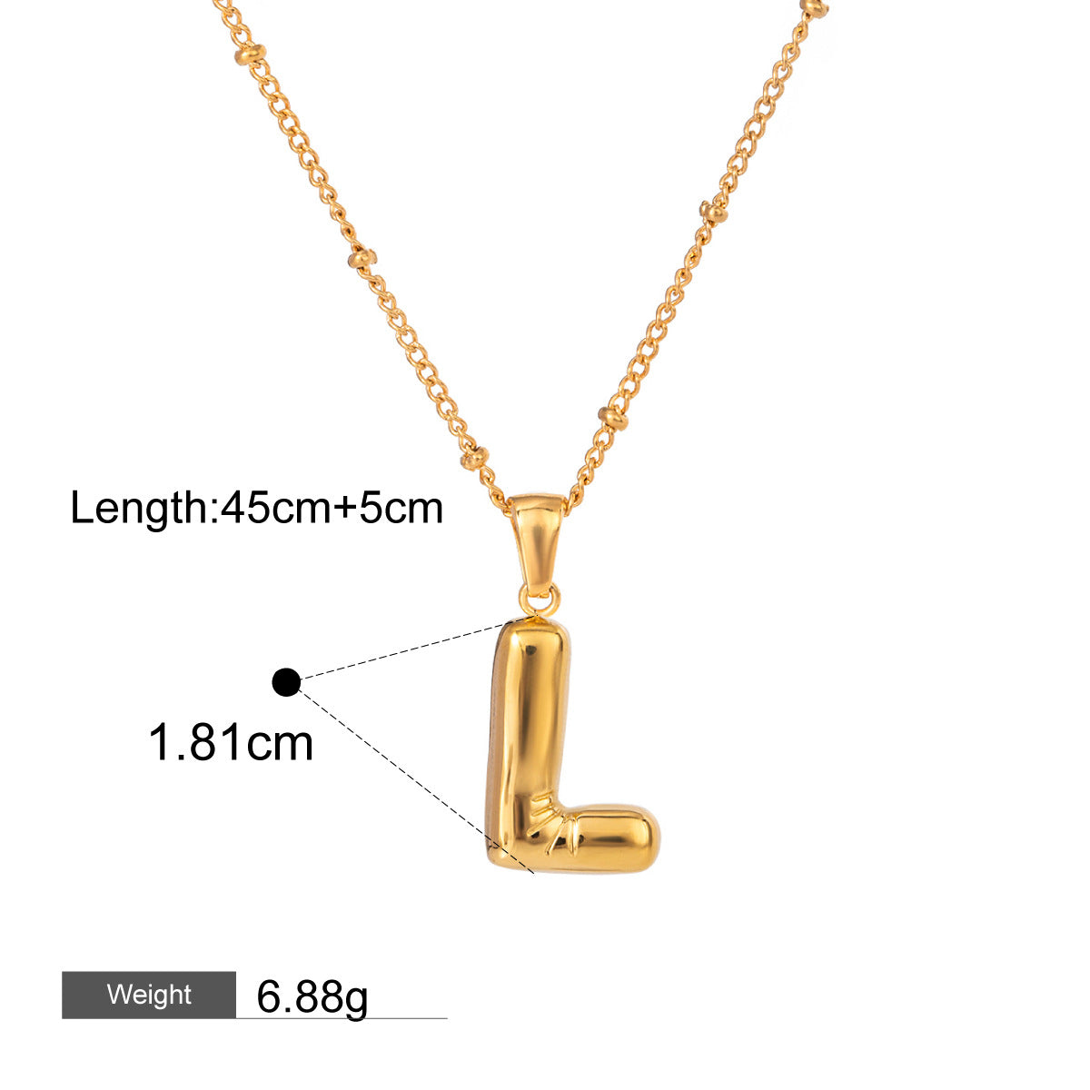 18K gold letters with birthstone design exquisite and noble necklace