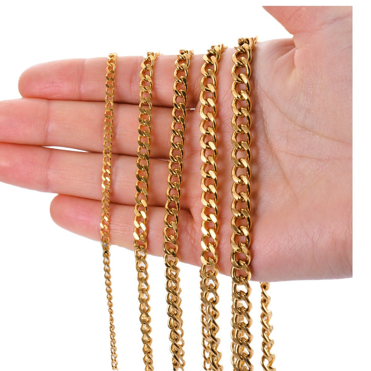 Stainless Steel Single-Woven Double-Sided Polished Necklace, Single Vacuum Electroplated Men's Accessory Chain, Side-Polished And Non-Fading