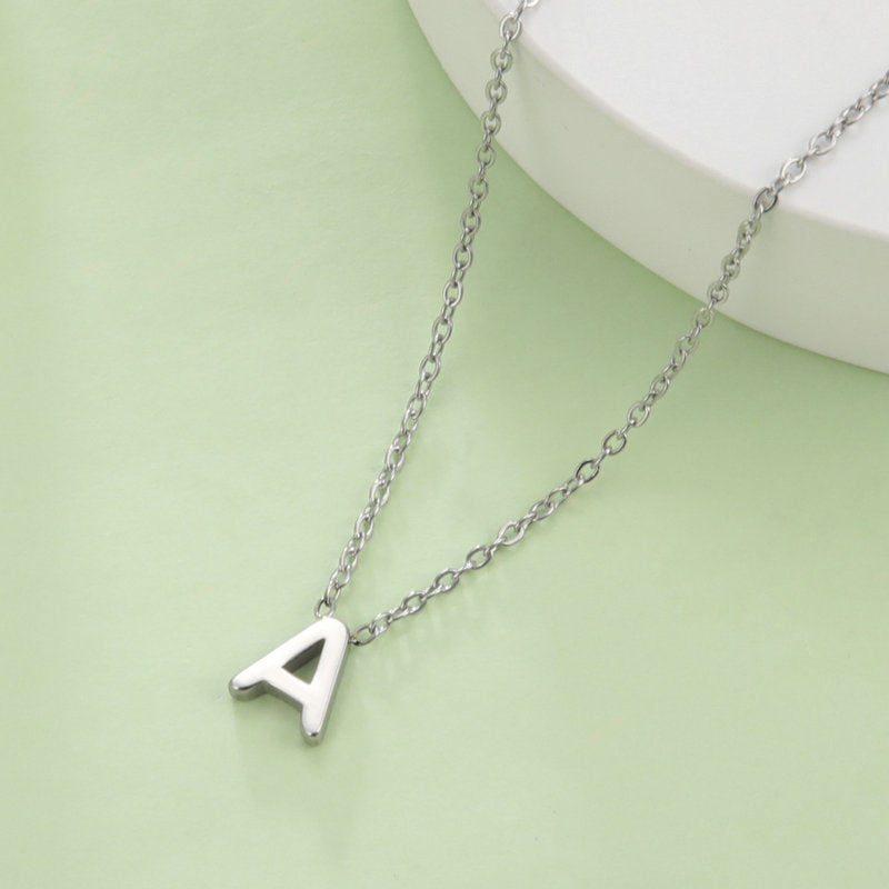 Hot-Selling Welded 26 Letters 18K Real Gold Electroplated Non-Fading Small Pendant Jewelry 304 Material Stainless Steel Necklace