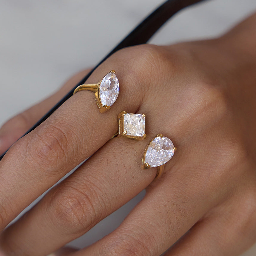 Three Stone Open Ring