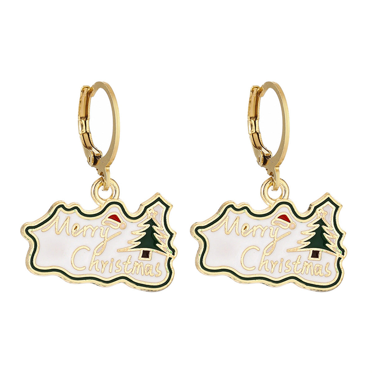 Cross-Border Personalized Christmas Alloy Earrings Christmas Hat Colorful Star Dot Diamond Christmas Tree Elk Gingerbread Man Earrings