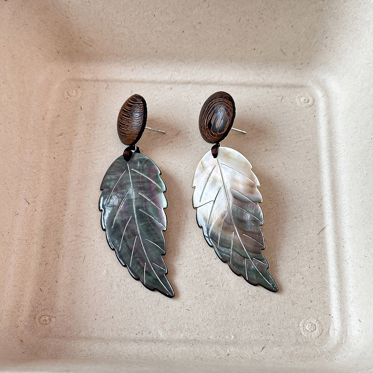 Mori-style Earrings Womens Leaf Stud Earrings