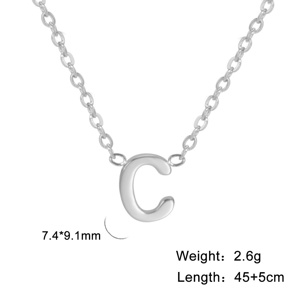 Hot-Selling Welded 26 Letters 18K Real Gold Electroplated Non-Fading Small Pendant Jewelry 304 Material Stainless Steel Necklace