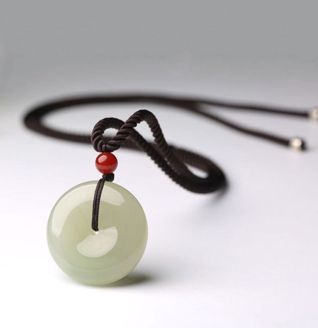 Hetian Jade Peace Pendant Buckle Necklace