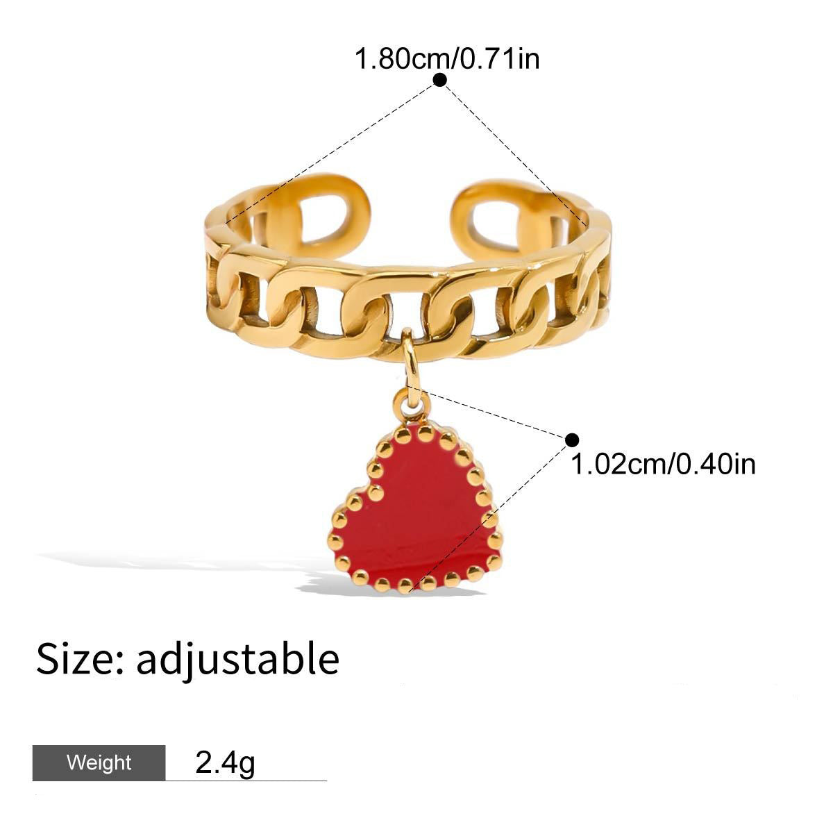 18K gold heart-shaped earrings and ring set with textured design