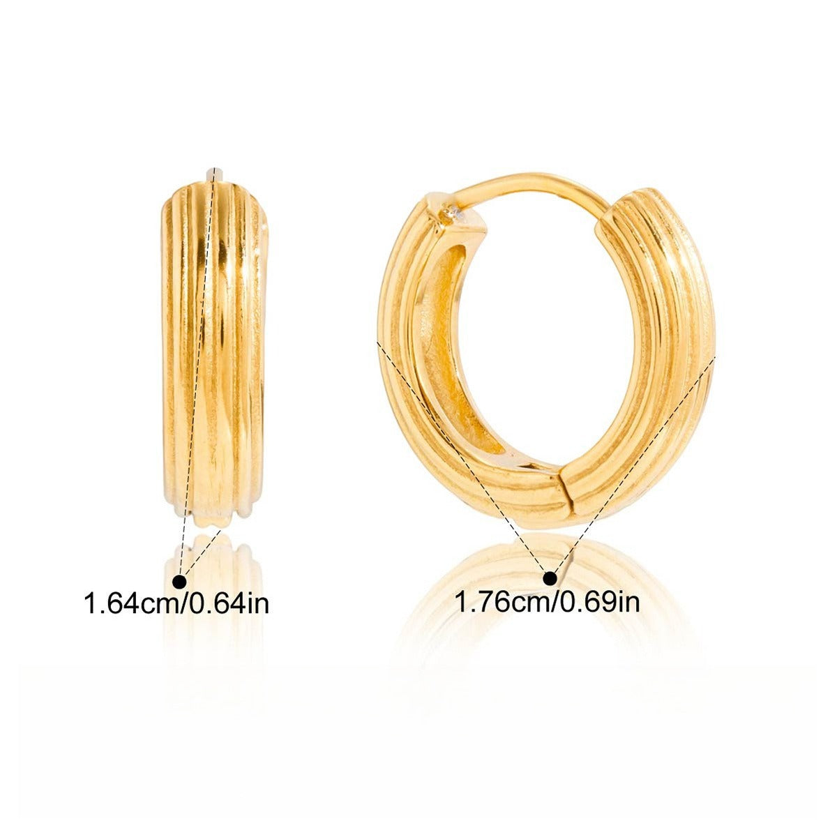 18K gold-plated, lightweight, and luxurious titanium steel stud earrings.