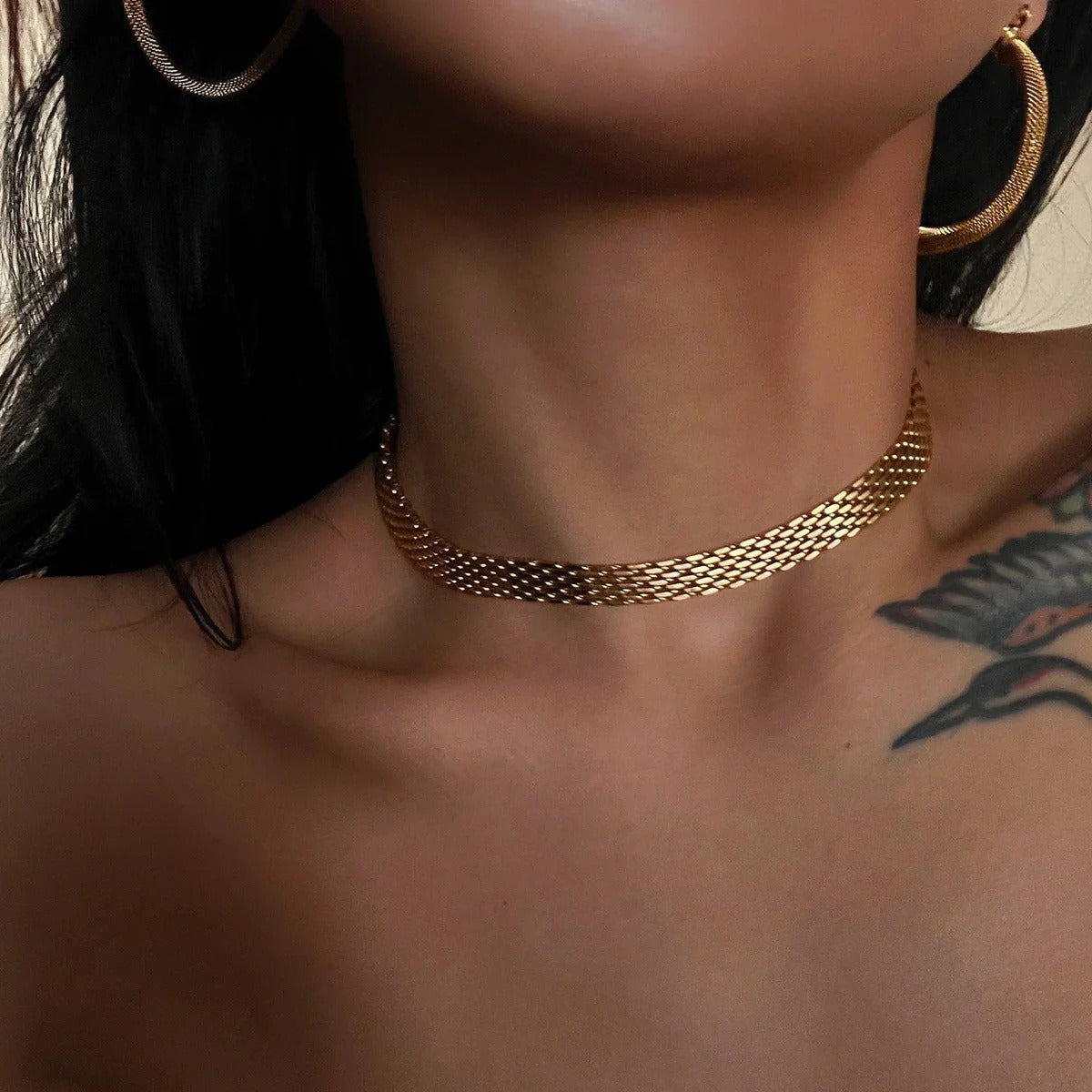 18K Gold Braided Chain Design Exquisite Fashion Necklace