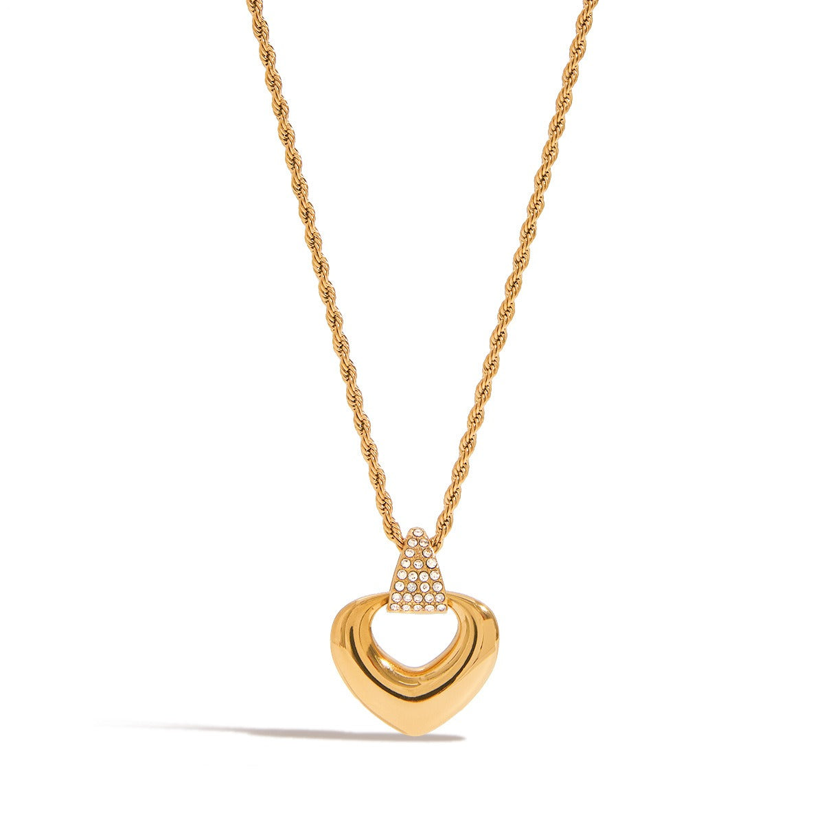 18K gold hollow heart design simple and elegant necklace