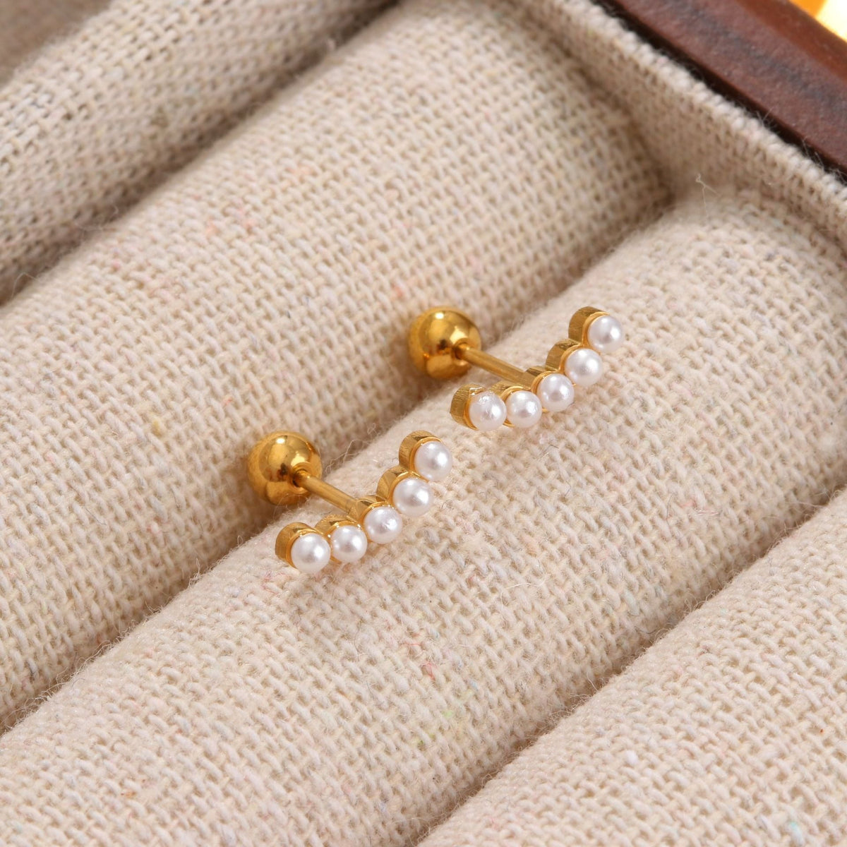 18K gold geometric inlaid gemstone design trendy personality earrings