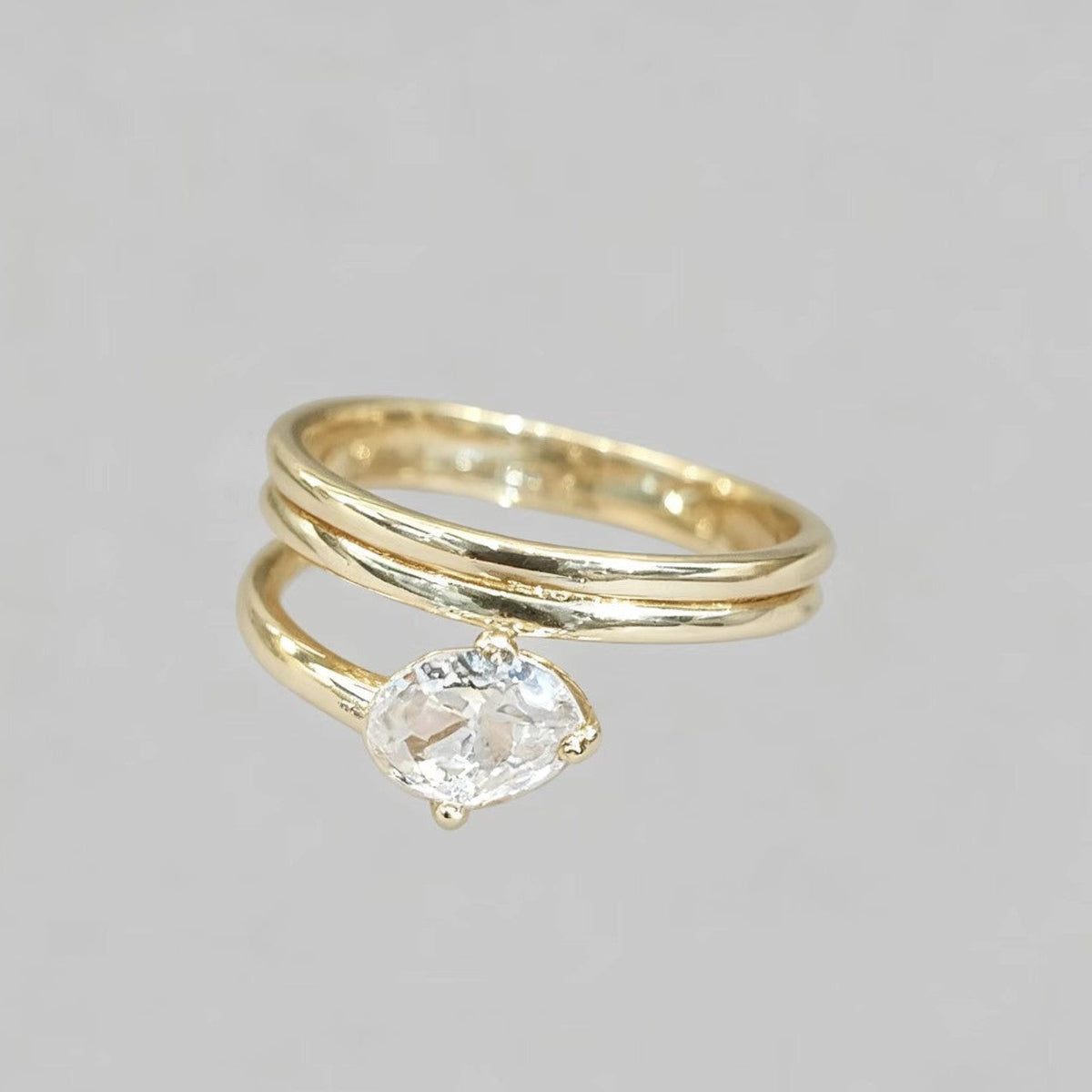 Simple, Versatile, Asymmetrical Zircon-studded Ring For Women