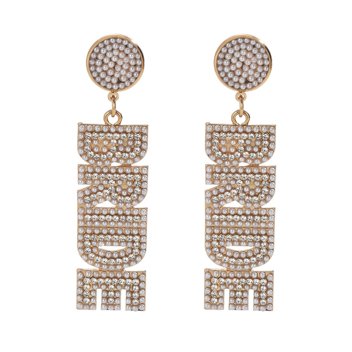 Sweet Korean Style Korean Style  Style Pearl Earrings All-Match English Letter Niche Design Earrings Elegant Earrings