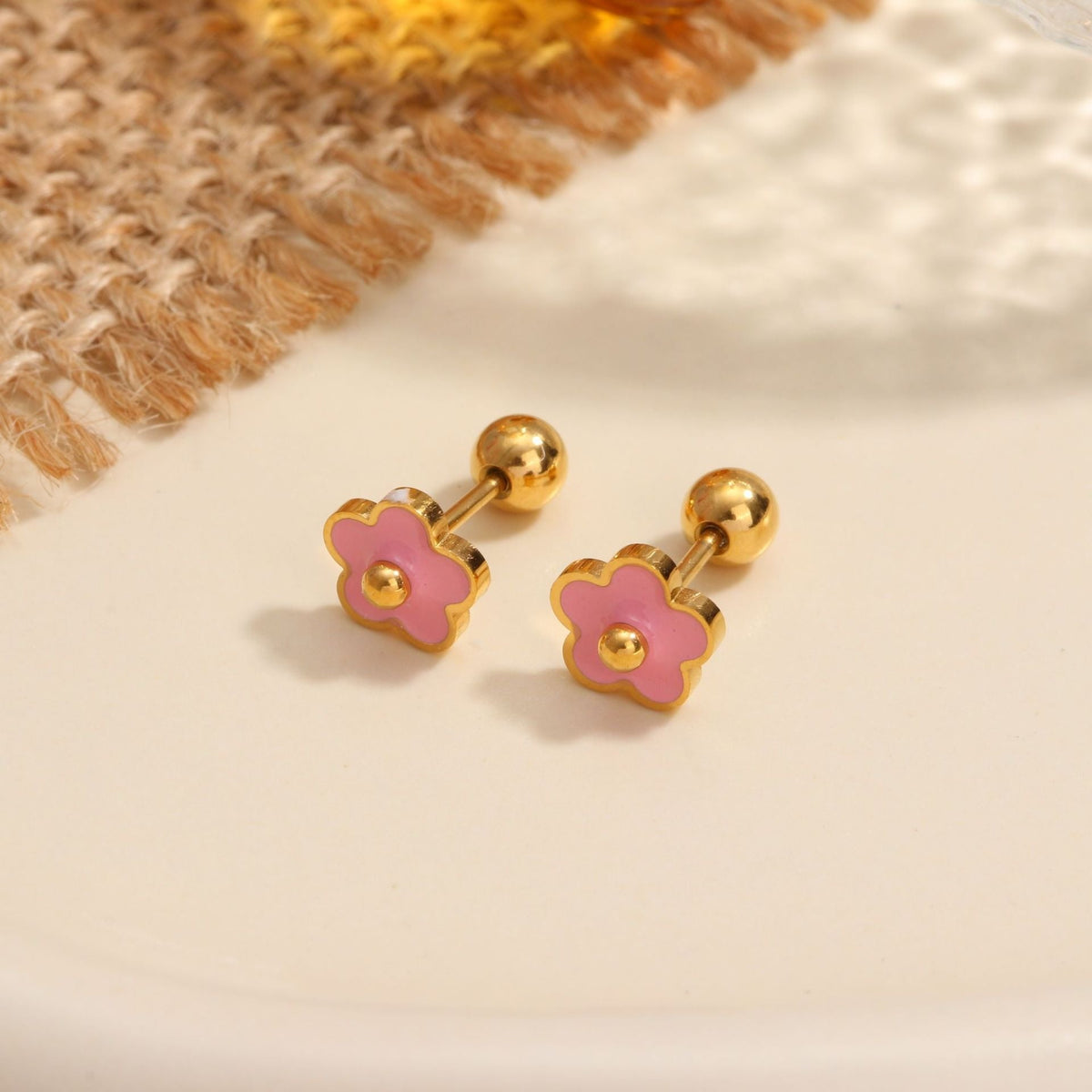 18K gold geometric inlaid gemstone design high-end earrings