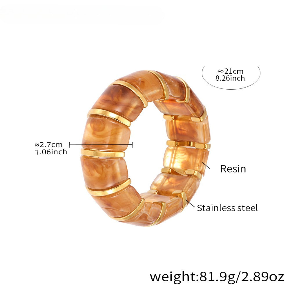 18k gold fashionable luxury resin elastic rope bracelet