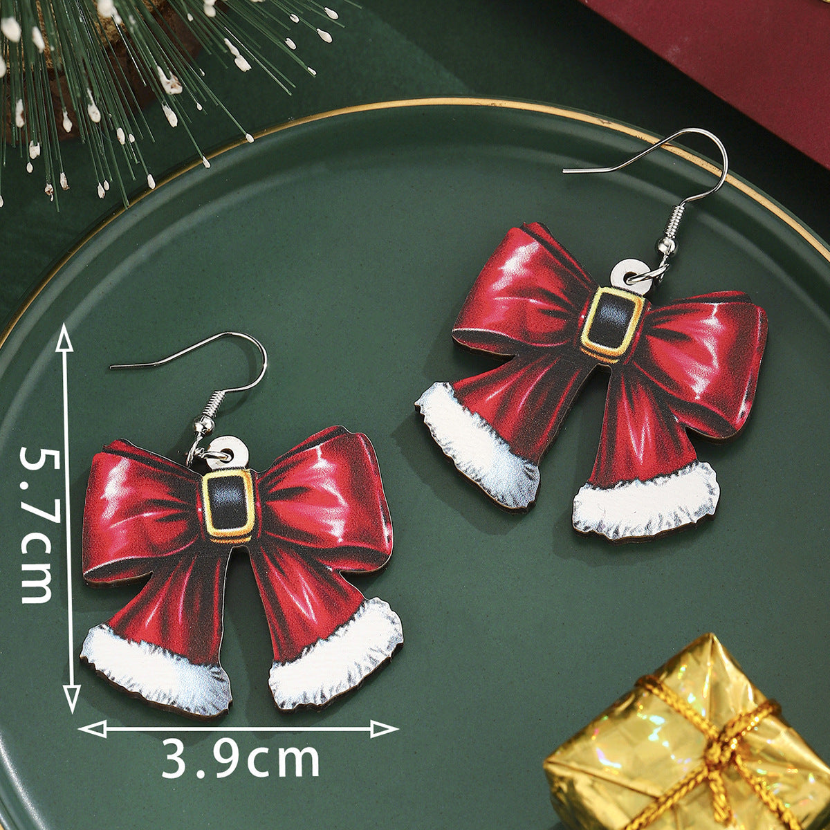 Cross-Border Personalized Christmas Alloy Earrings Christmas Hat Colorful Star Dot Diamond Christmas Tree Elk Gingerbread Man Earrings