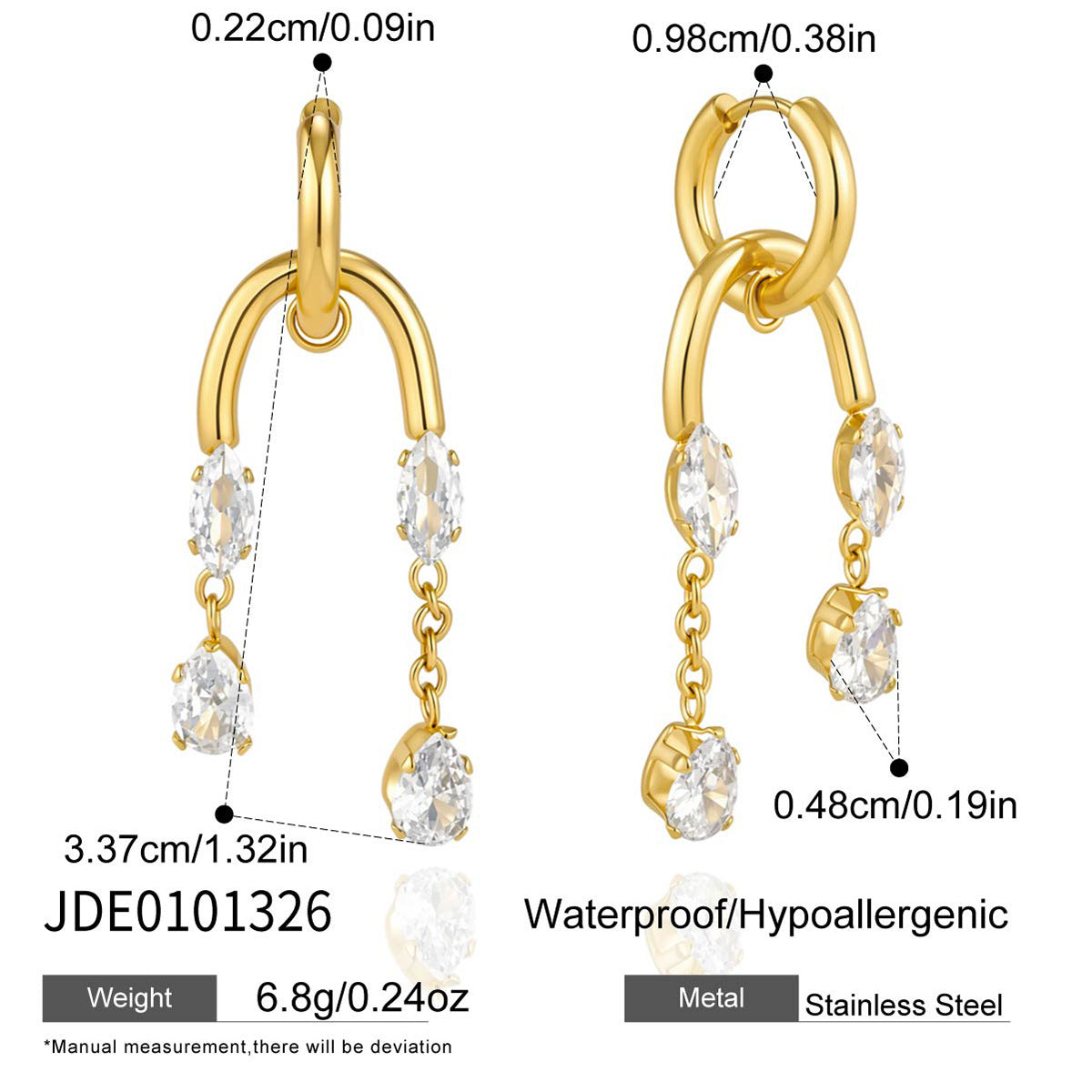Zircon Tassel Hoop Earrings
