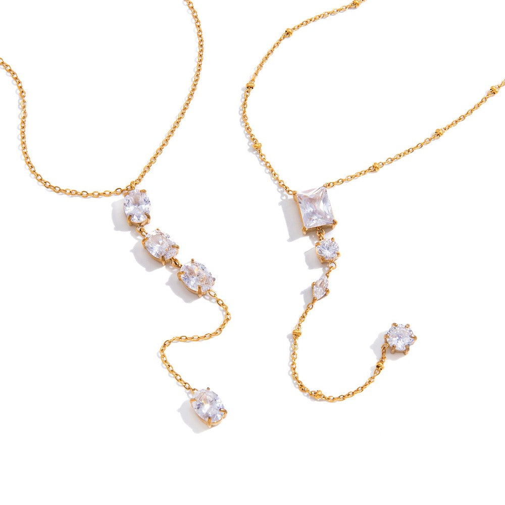 Pearl Zircon Y Necklace Collection