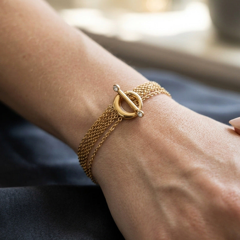 Layered Toggle Zircon Bracelet