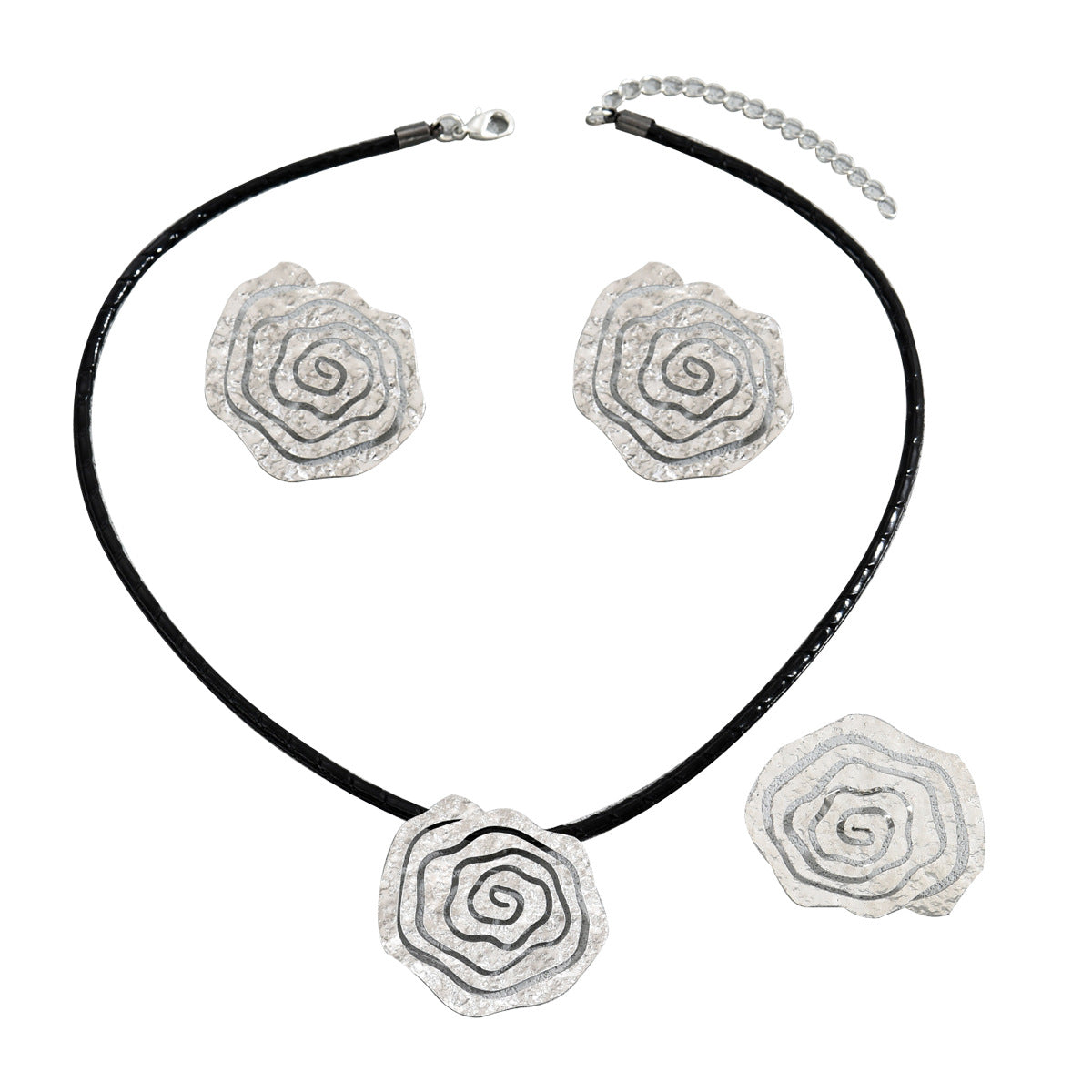 Personalized Ins Women's Ring Earrings Suit Joker Rose Flower Niche Design Long Necklace Women Wholesale