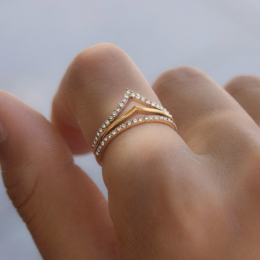 Layered Wave Zircon Ring