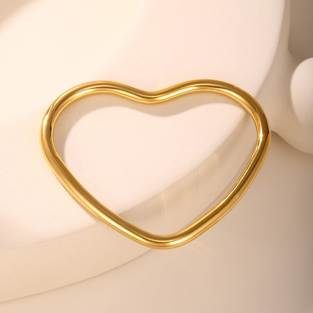 18K gold heart-shaped design simple unique bracelet