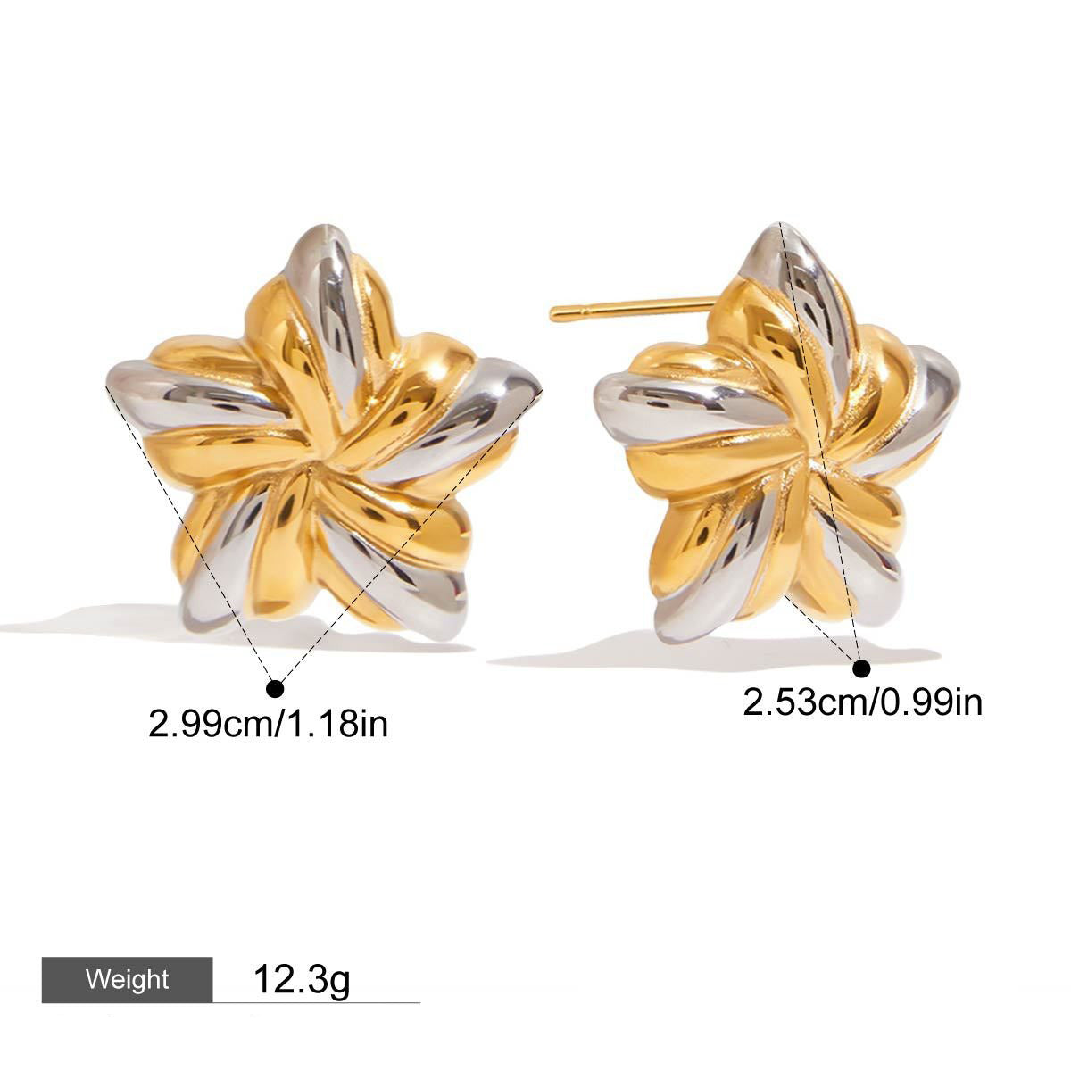 18K gold star/shell-shaped exquisite and noble earring necklace set