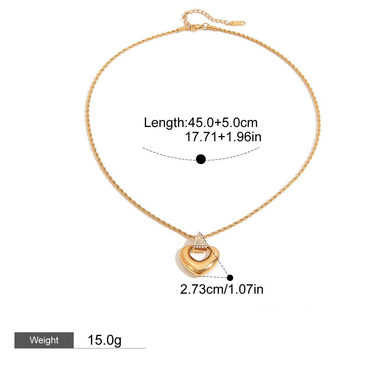 18K gold hollow heart design simple and elegant necklace