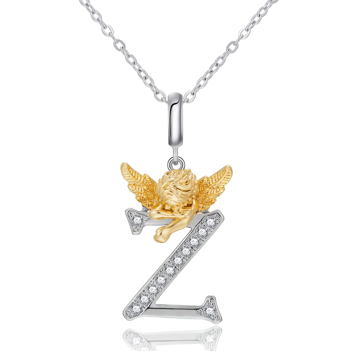 New Copper-plated White-gold Letter Pendant Mens And Womens Stainless Steel O-shaped Necklace