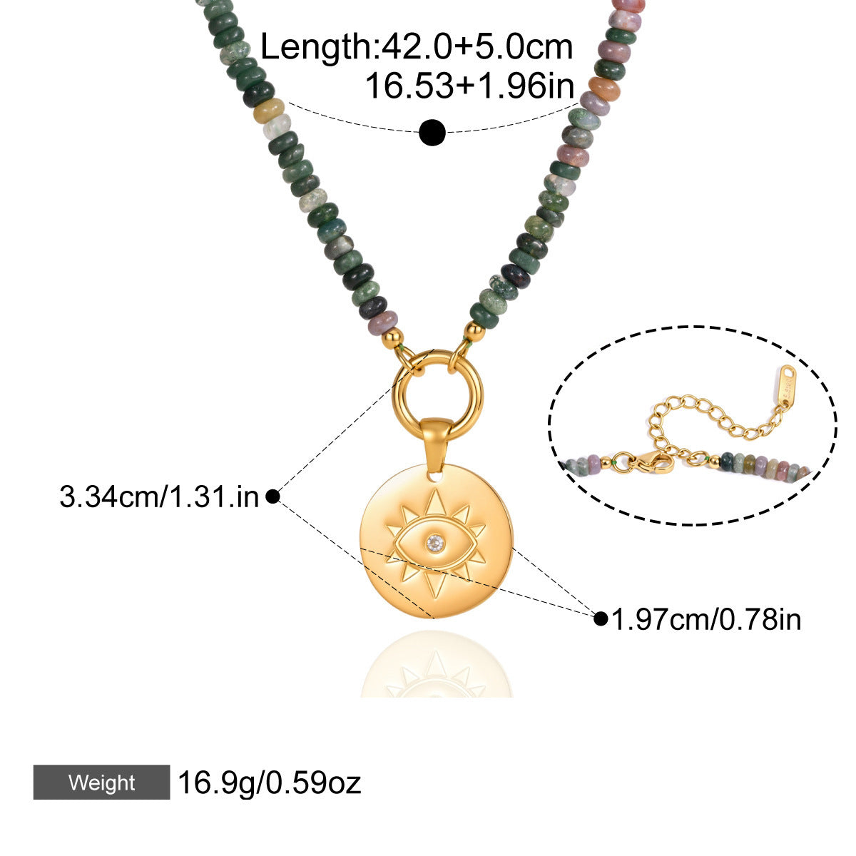 Natural Stone Titanium Steel Necklace Light Luxury And Niche Style