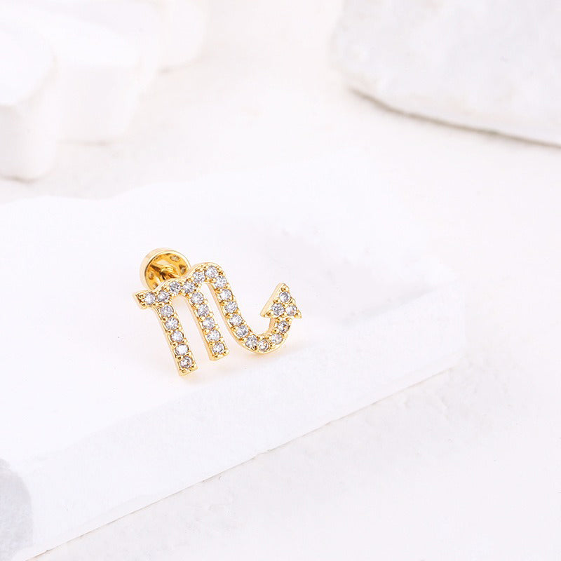 18K gold five-pointed star inlaid gemstones exquisite design dazzling earrings