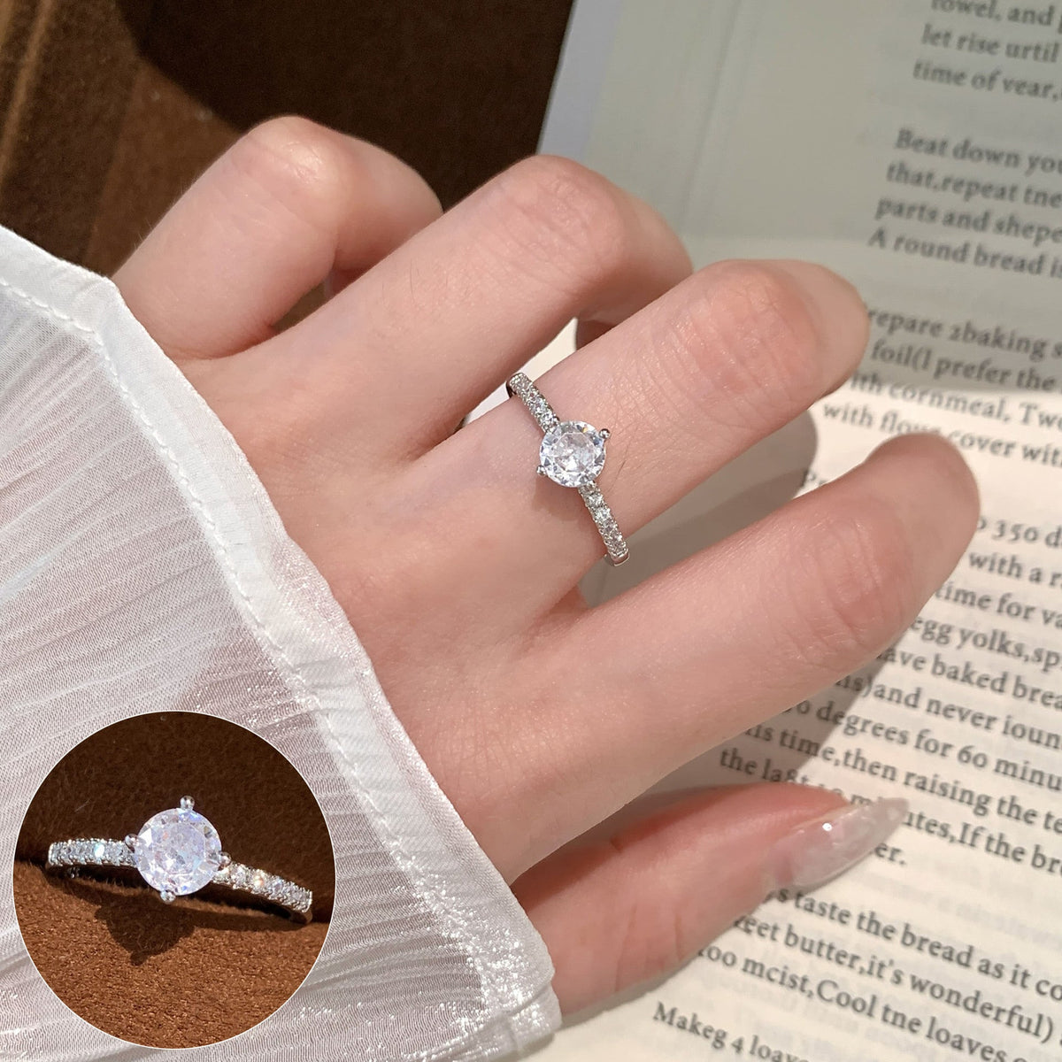 High Sense Star Open Ring For Women, INS Niche Brushed Texture Luxury Adjustable Index Finger Statement Ring