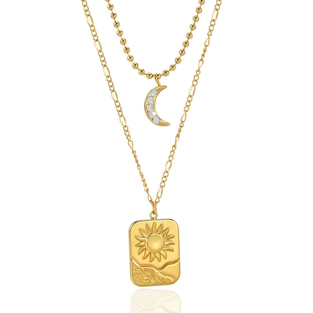 Square Pendant Layered Necklace