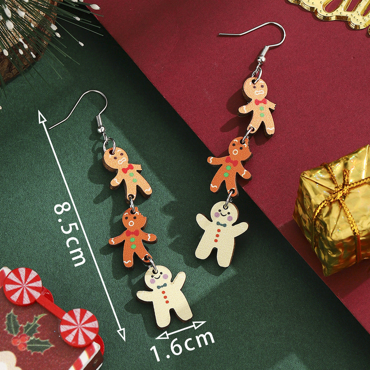 Cross-Border Personalized Christmas Alloy Earrings Christmas Hat Colorful Star Dot Diamond Christmas Tree Elk Gingerbread Man Earrings