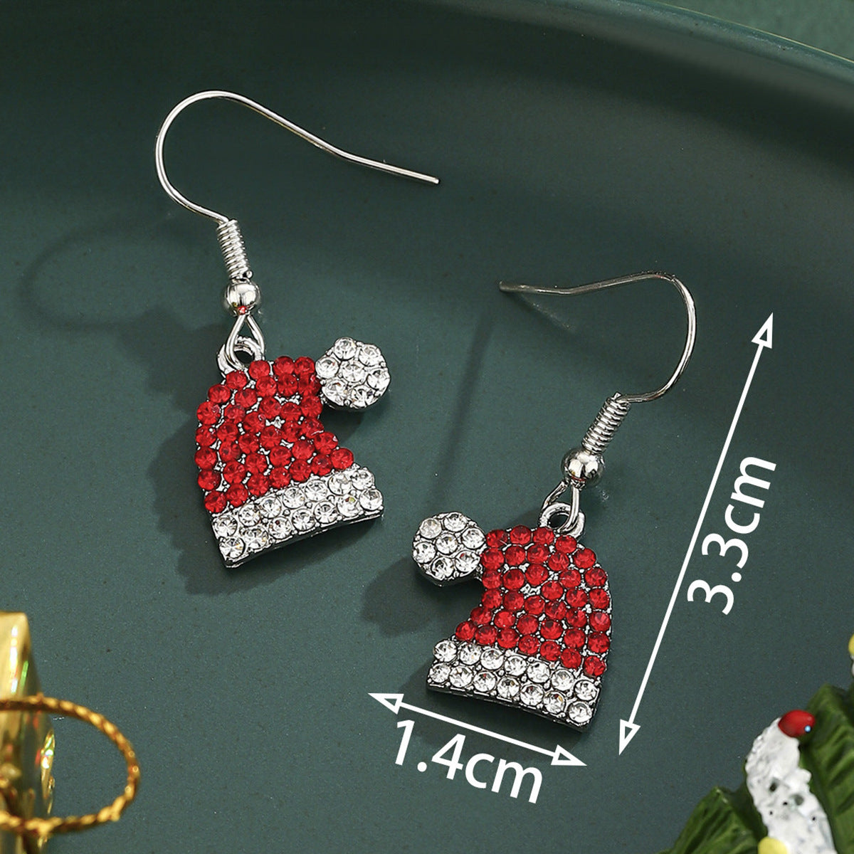 Cross-Border Personalized Christmas Alloy Earrings Christmas Hat Colorful Star Dot Diamond Christmas Tree Elk Gingerbread Man Earrings