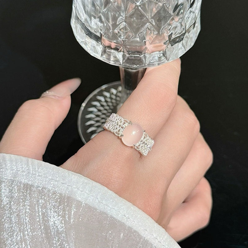 Exquisite Lace Texture Ring For Women, Light Luxury  Style Hollow Open Band, Trendy Ins Index Finger Ring