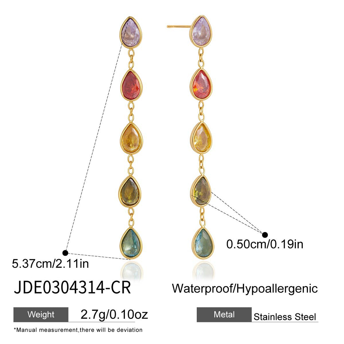 Color Zircon Tassel Earrings Collection