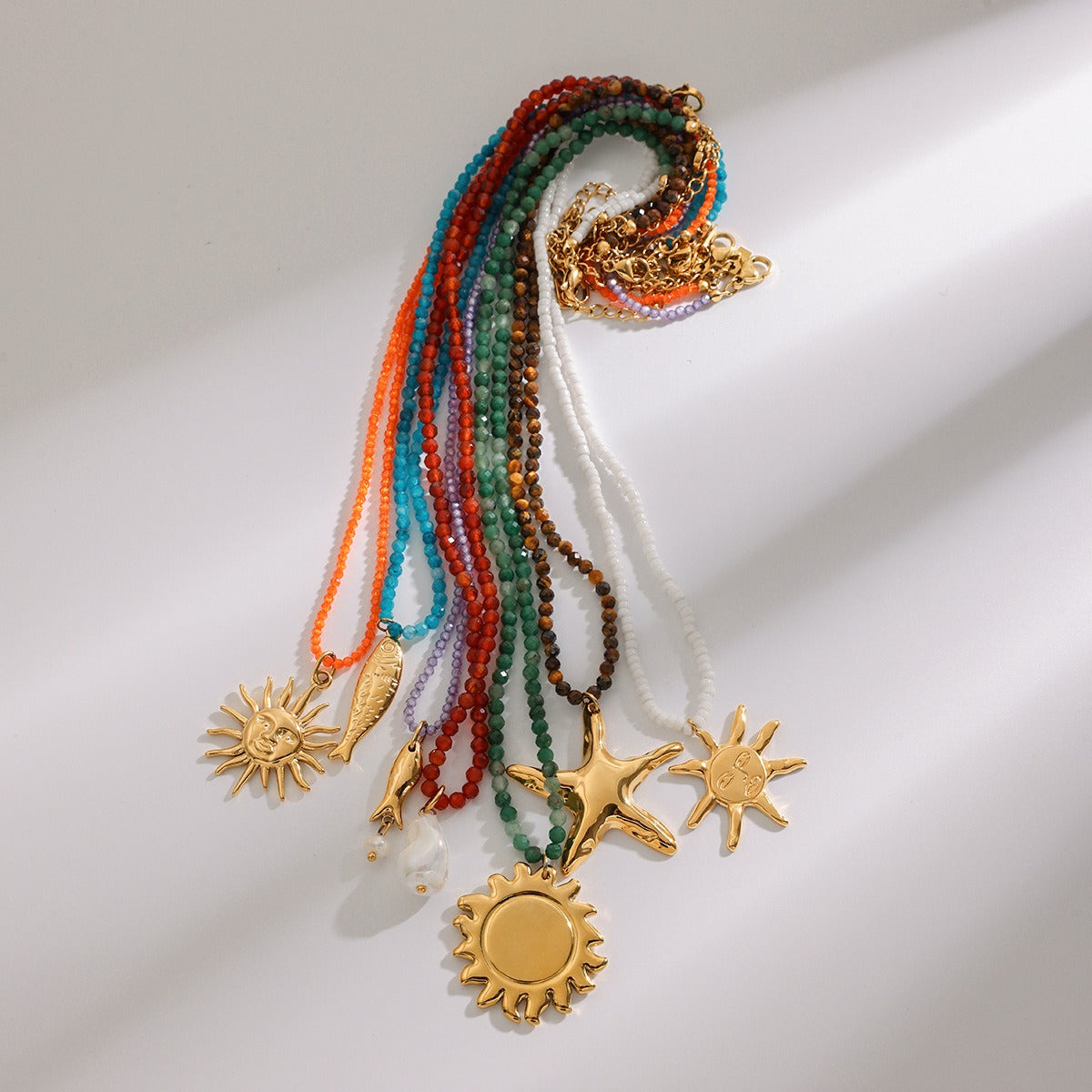 18K Gold Sun/Ocean Style Design Light Luxury Noble Necklace
