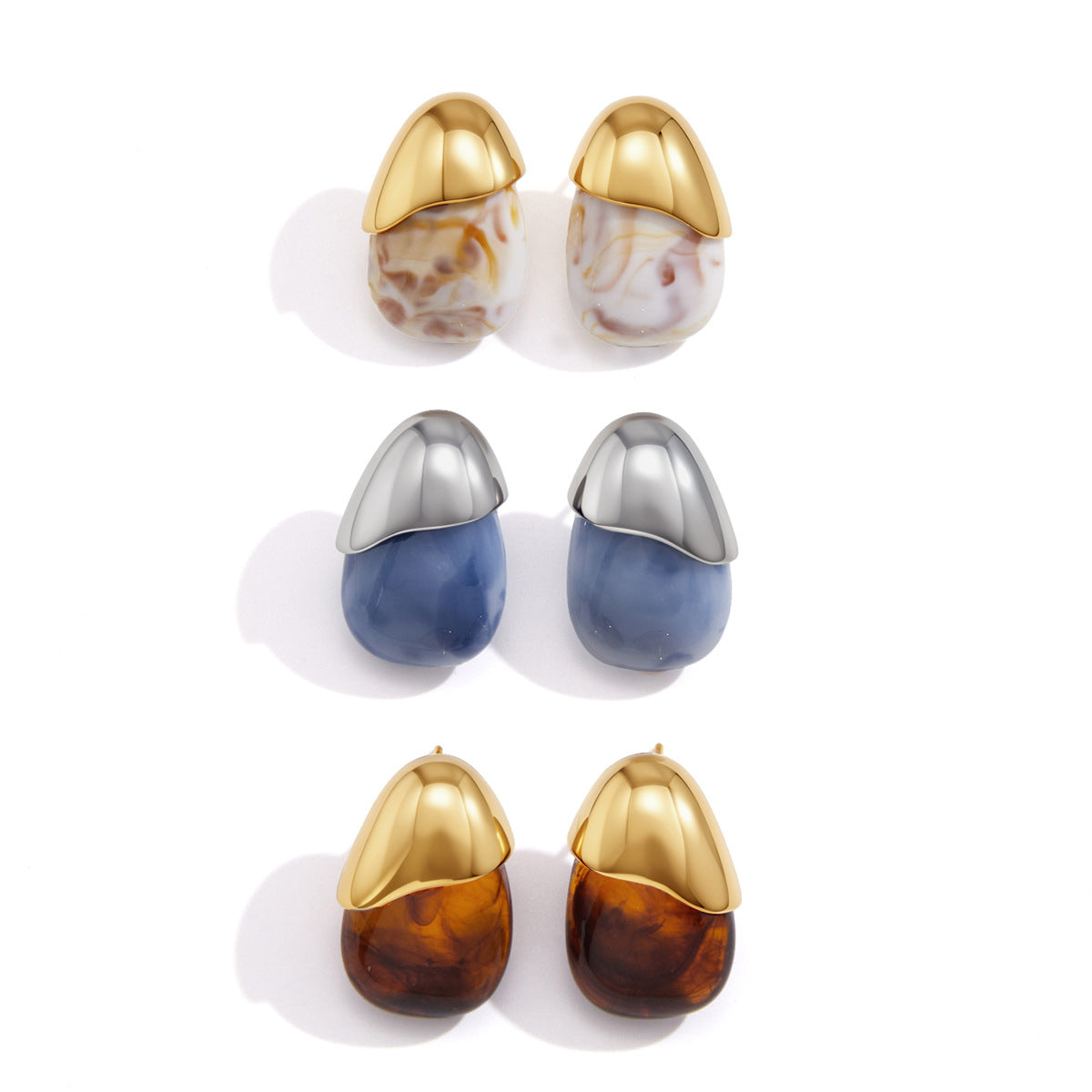 Marbled Resin Stud Earrings Collection