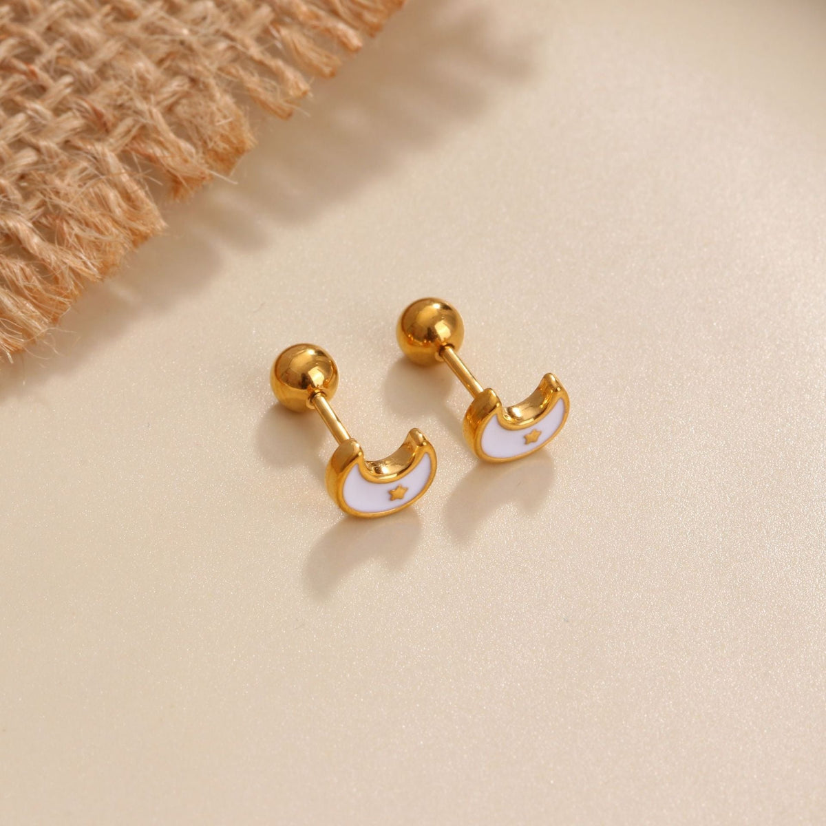 18K gold geometric inlaid gemstone design trendy personality earrings