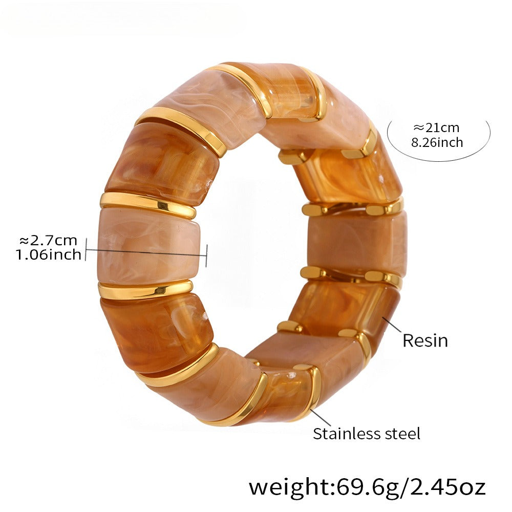 18k gold fashionable luxury resin elastic rope bracelet