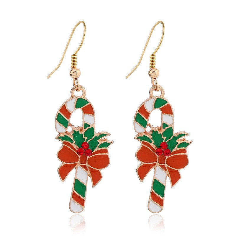 European And American Cross-border Fashion Christmas Earrings Cute Cartoon Christmas Tree Bells Bulbs Snowflake Alloy Earrings