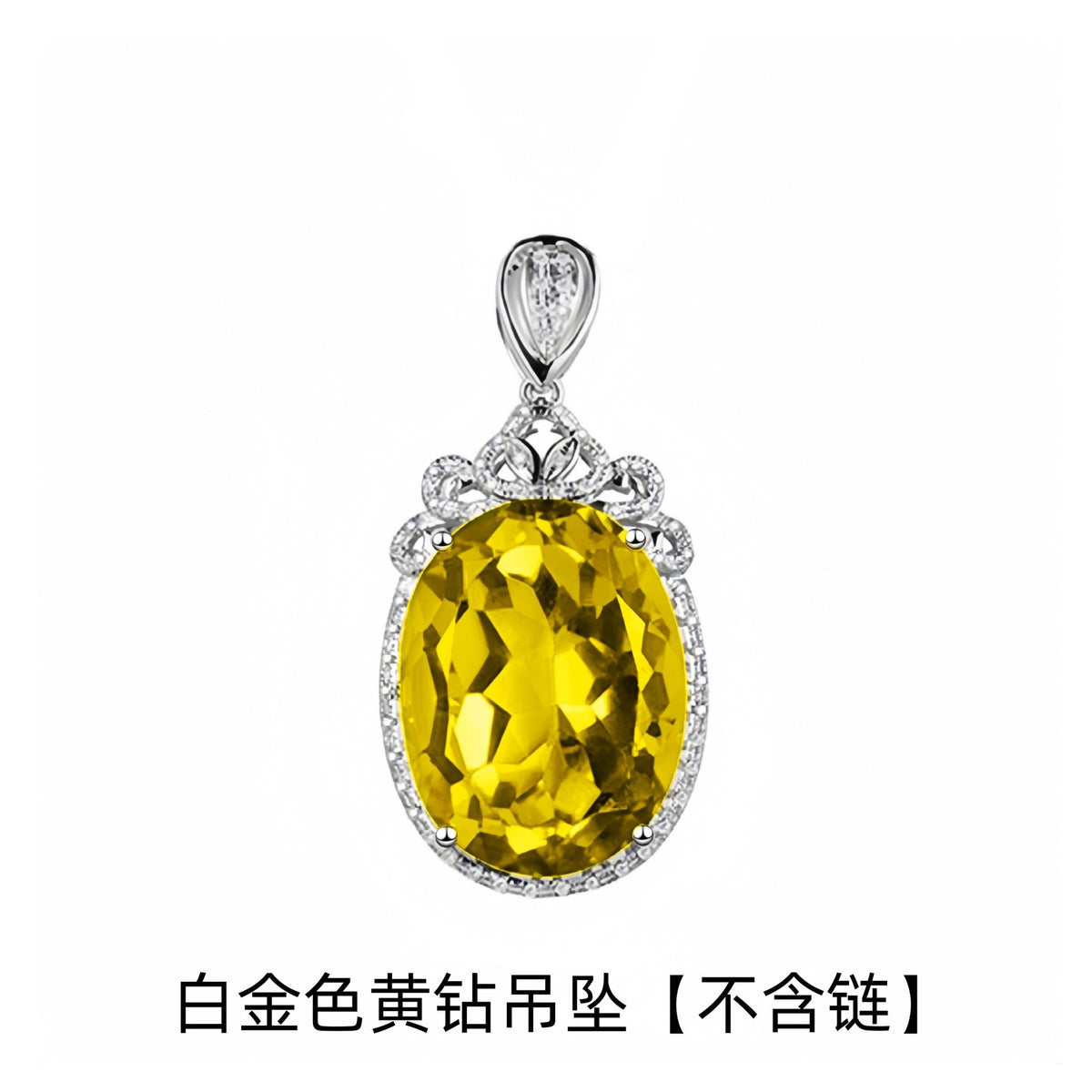 Jinjiahua's Best-Selling Large Bare Stone Swiss Blue Topaz Pendant, 925 Silver Plated Inlaid With Red And Green Treasure Colorful Diamond Necklace