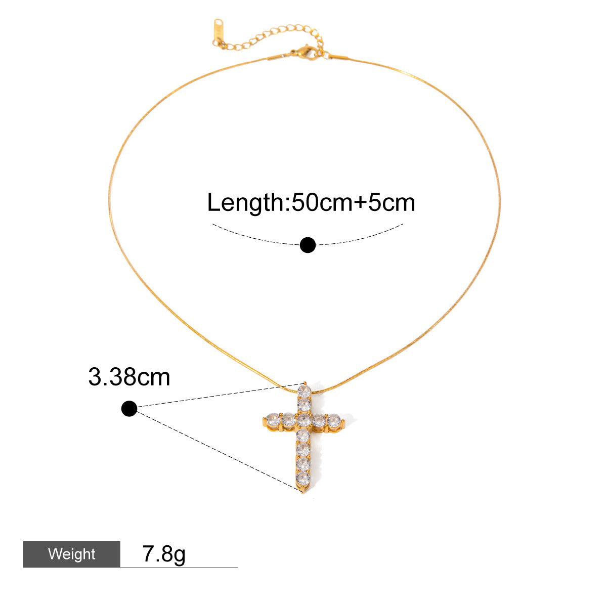 18K gold cross inlaid gemstone design exquisite and noble necklace
