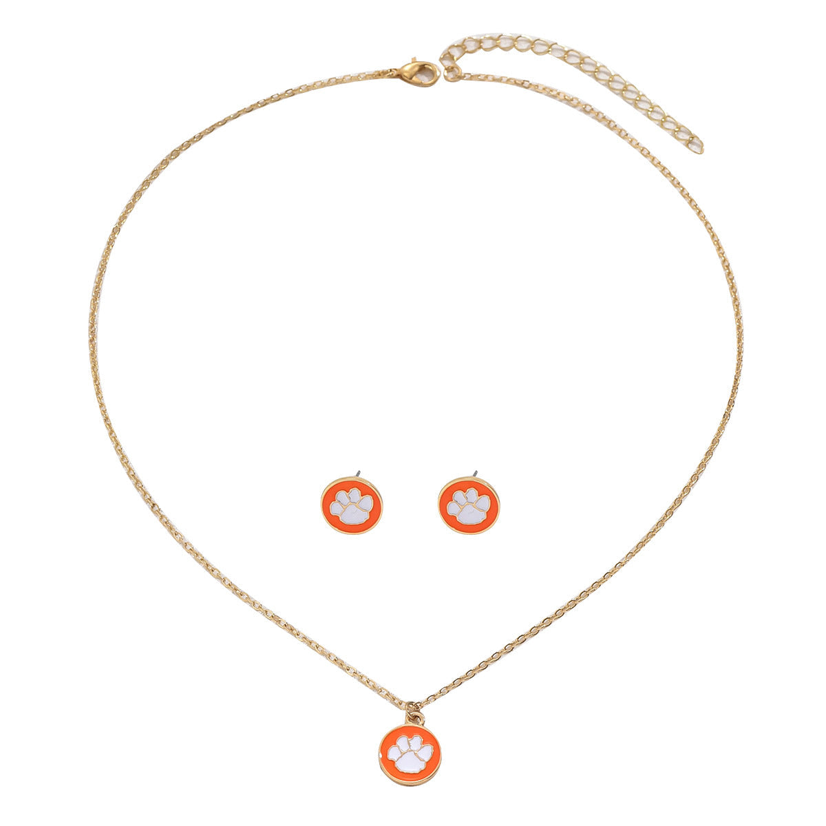 2024 New Fashion OL Necklace Earrings Suit Women's Personality Dog Paw Print Oil Drop All-match Design Clavicle Chain