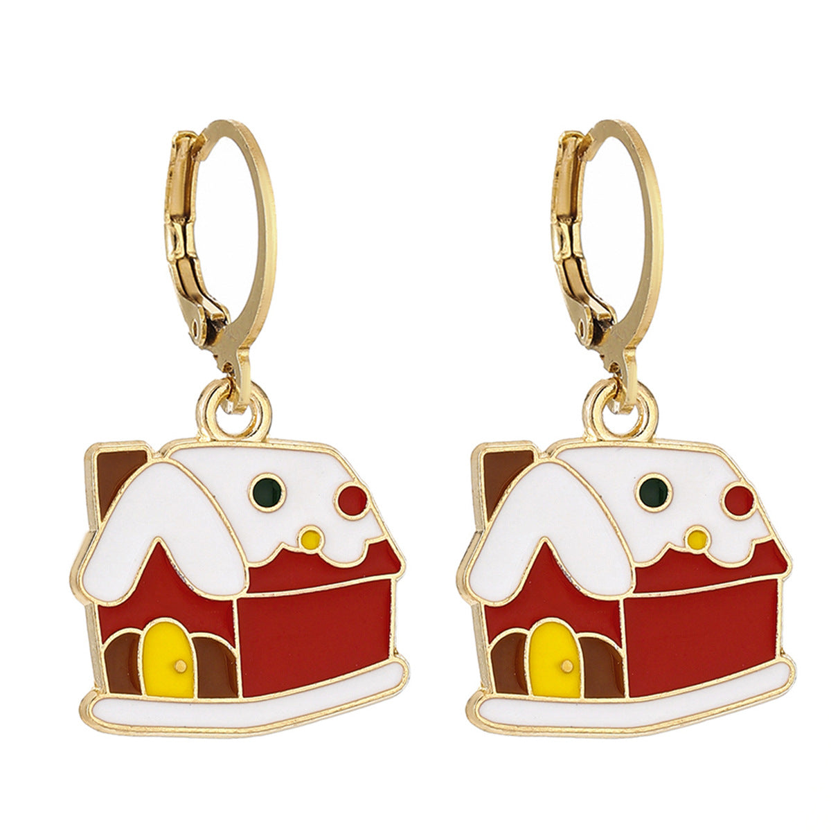 Cross-Border Personalized Christmas Alloy Earrings Christmas Hat Colorful Star Dot Diamond Christmas Tree Elk Gingerbread Man Earrings