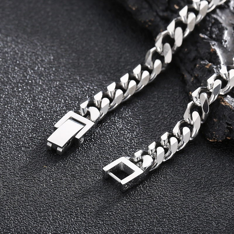 Polished Stainless Steel Cuban Chain Necklace
