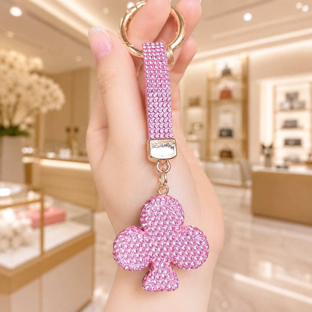 Porcelain Clay Full-diamond Plum Blossom Keychain
