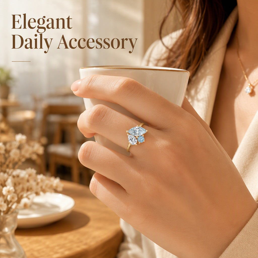 Alien Birthday Stone Zircon Stainless Steel Ring For Women