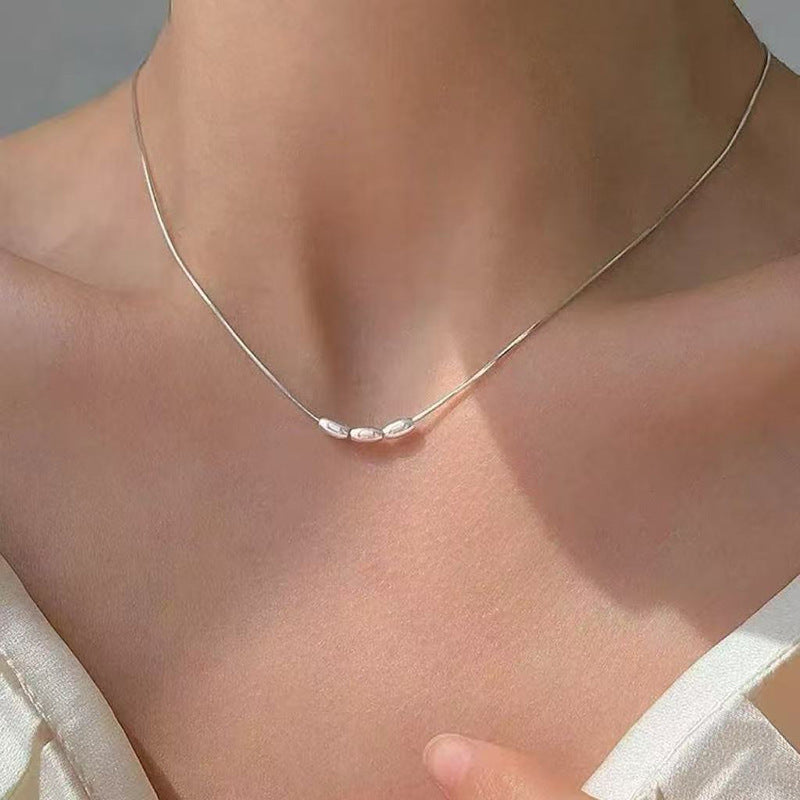 S925 Sterling Silver Pearl Necklace For Women, Niche Design, Light Luxury, Stylish And Versatile, High-End Clavicle Chain Accessory, Trendy