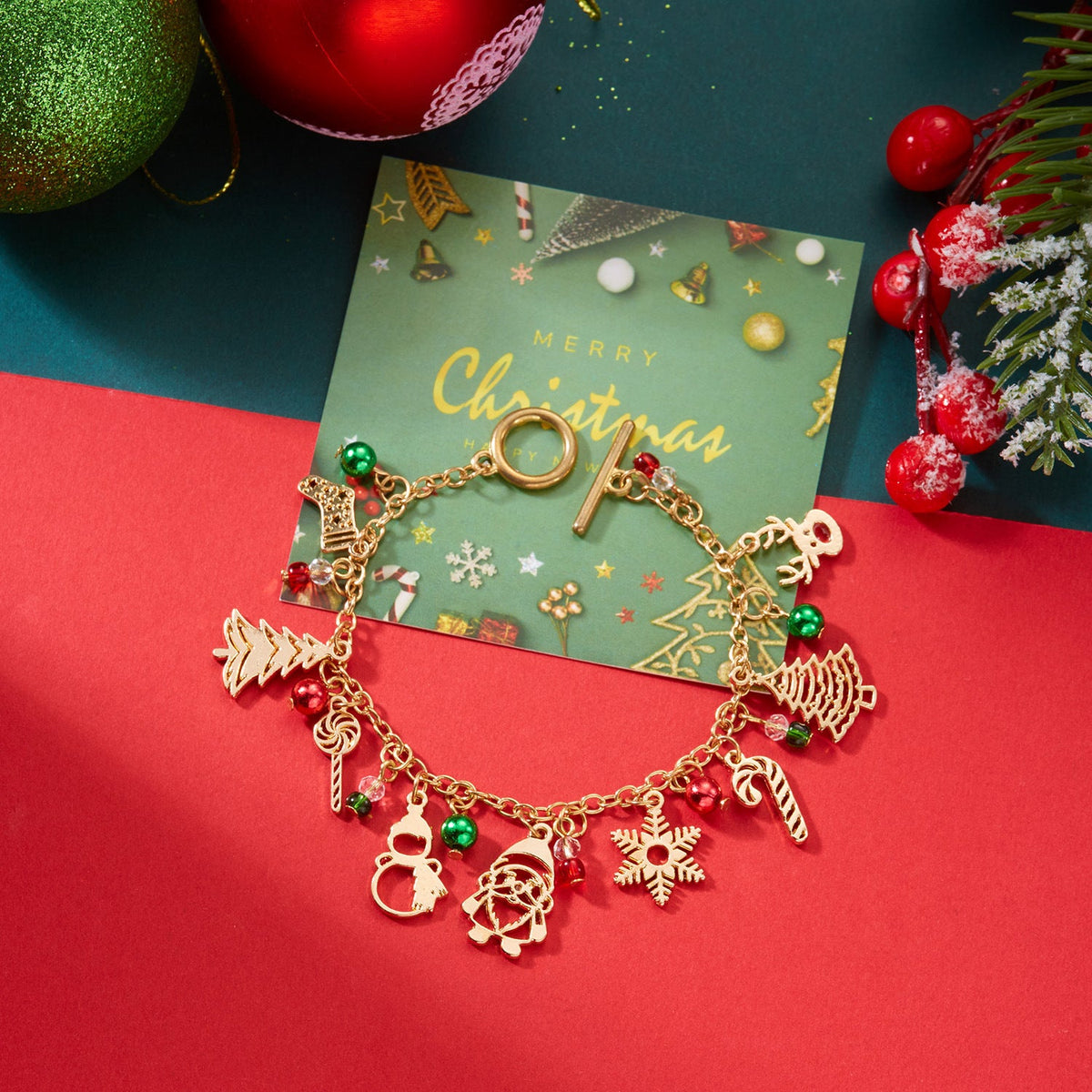 European And American Christmas Ornaments Cartoon Christmas Tree Santa Claus Snowflake Pendant Bracelet Christmas Atmosphere Bracelet