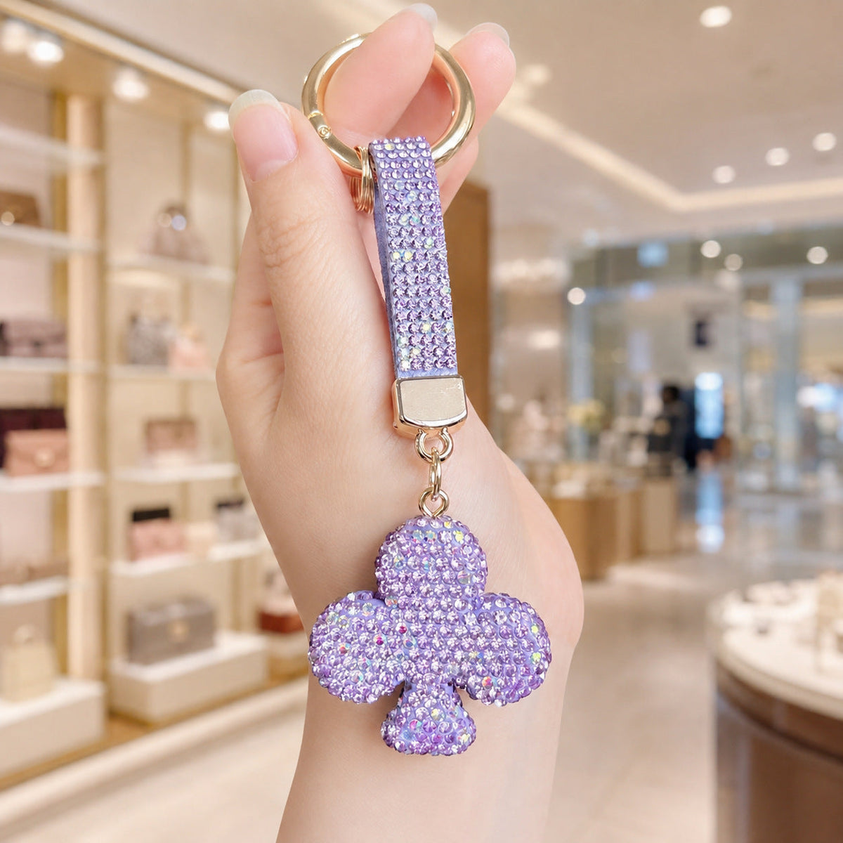 Porcelain Clay Full-diamond Plum Blossom Keychain